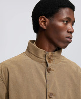 Aspesi - Giubbotto in chambray floccato con pelle riciclata coloniale