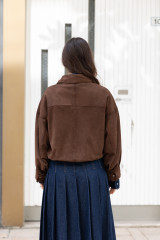 Bully - Giacca bomber in suede traforata cacao