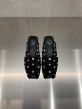 Ash - Sabot  open toe Bone in pelle nera con borchie