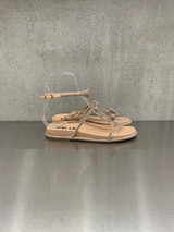 Bibi Lou - Sandalo basso in pelle con fiocchi e micro strass nero