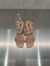 Bibi Lou - Sandalo con tacco in pelle con micro strass nude