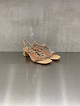 Bibi Lou - Sandalo con tacco in pelle con micro strass nude
