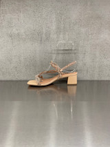Bibi Lou - Sandalo con tacco in pelle con micro strass nude