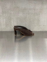 Roberto Del Carlo - Sandalo mules con tacco in camoscio testa di moro