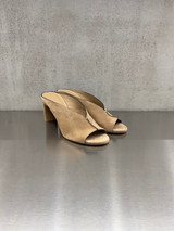 Roberto Del Carlo - Sandalo mules con tacco in camoscio grano