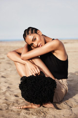 Ibeliv - Borsa Coral in rafia nera
