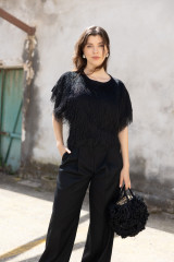 Ibeliv - Borsa Coral in rafia nera