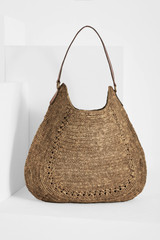 Ibeliv - Borsa hobo Meva in rafia dark tea