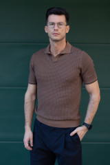 Gran Sasso - Polo skipper in maglia traforata bicolor moro blu