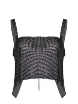 Twenty Fourhaitch - Top crop New Cetus nero in maglia strass dunham