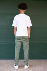 White Sand - Pantalone uomo con coulisse regolabile in vita in cotone verde salvia