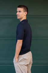 Gran Sasso - Polo skipper in maglia di seta a mezza manica blu