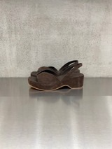 Roberto Del Carlo - Sandalo zeppa in pelle scamosciata caffè