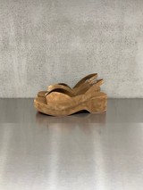 Roberto Del Carlo - Sandalo zeppa in pelle scamosciata noce