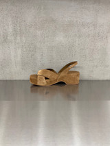 Roberto Del Carlo - Sandalo zeppa in pelle scamosciata noce