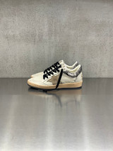 Golden Goose - Ball Star donna in pelle crema con stella tortora e talloncino in cavallino leo zebrato