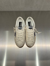 Golden Goose - Super-Star donna in suede grigio ghiaccio con stella glitterata antracite