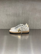Golden Goose - Ball Star donna in pelle bianca con stella e talloncino in pelle laminata oro