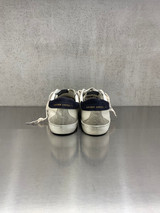 Golden Goose - Super-Star uomo in pelle ghiaccio con stella verde oliva e talloncino in suede nero