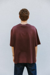 Golden Goose - T-shirt unisex in jersey di cotone bordeaux con logo