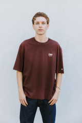 Golden Goose - T-shirt unisex in jersey di cotone bordeaux con logo