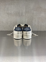 Golden Goose - Stardan uomo in rete panna e suede beige con stella e talloncino in pelle blu