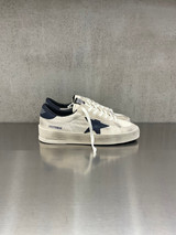 Golden Goose - Stardan uomo in rete panna e suede beige con stella e talloncino in pelle blu