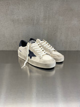 Golden Goose - Stardan uomo in rete panna e suede beige con stella e talloncino in pelle blu