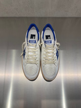 Golden Goose - Ball Star uomo in pelle bianca con stella e talloncino bluette