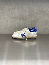 Golden Goose - Ball Star uomo in pelle bianca con stella e talloncino bluette