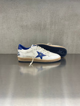 Golden Goose - Ball Star uomo in pelle bianca con stella e talloncino bluette