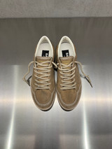 Golden Goose - Ball Star donna in suede tabacco con stella ton sur ton e talloncino platino