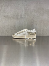 Golden Goose - Stardan donna in pelle bianca e laminata platino con stella in suede panna