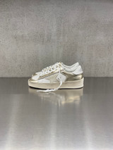 Golden Goose - Stardan donna in pelle bianca e laminata platino con stella in suede panna