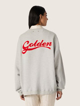 Golden Goose - Felpa unisex in cotone grigio mélange con logo