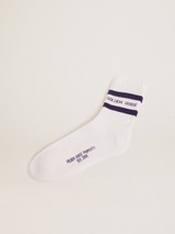 Golden Goose - Calzini in cotone con finiture distressed, stripes blu e logo