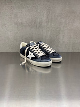 Golden Goose - Super-Star uomo in suede e pelle blu con stella e talloncino bianchi