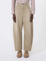 Max Mara Weekend - Jeans barrel leg in denim effetto used beige
