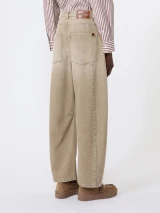 Max Mara Weekend - Jeans barrel leg in denim effetto used beige