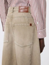 Max Mara Weekend - Jeans barrel leg in denim effetto used beige