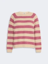 Max Mara Weekend - Maglia Ghiacci in alpaca e cotone a righe panna e lampone