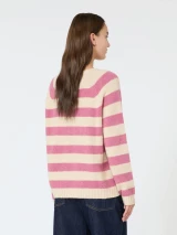 Max Mara Weekend - Maglia Ghiacci in alpaca e cotone a righe panna e lampone