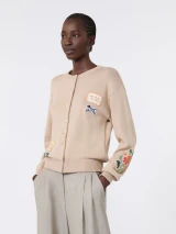 Max Mara Weekend - Cardigan Teiera in filato di cotone con ricami sabbia