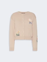 Max Mara Weekend - Cardigan Teiera in filato di cotone con ricami sabbia