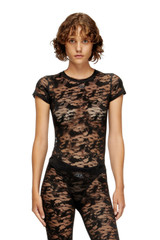 Diesel - T-shirt in pizzo camouflage nero