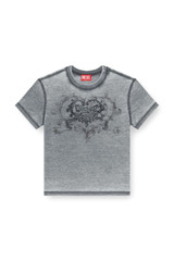 Diesel - T-shirt in jersey con strass ed effetto burnout grigio