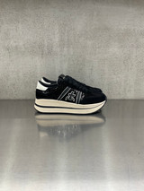 Premiata - Sneakers donna Beth in pelle e micro paiettes nere