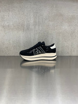 Premiata - Sneakers donna Beth in pelle e micro paiettes nere