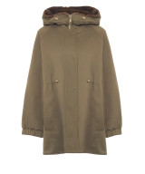 Bully - Parka con coulisse in vita reversibile militare ed eco pellicia cioccolato