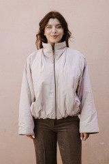 8PM - Bomber reversibile bicolor in tessuto misto lana da un lato e nylon dall'altra